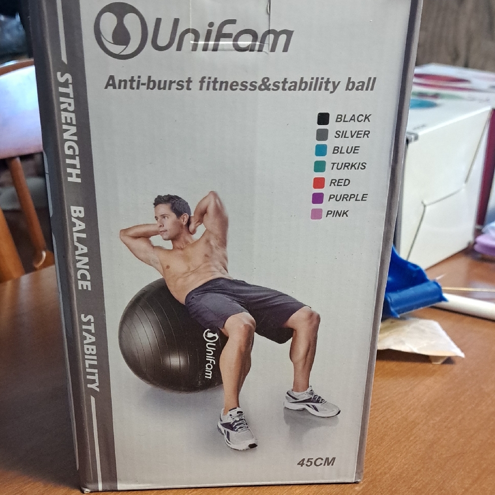 Unifam Anti-Burst Fitness & Stability Ball With Pump Black